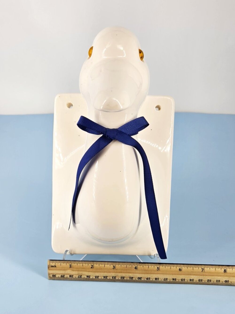 1980s Large White Ceramic Duck/Goose Head Wall Tea Towel Holder Farmhouse Decor - Picture 2 of 10